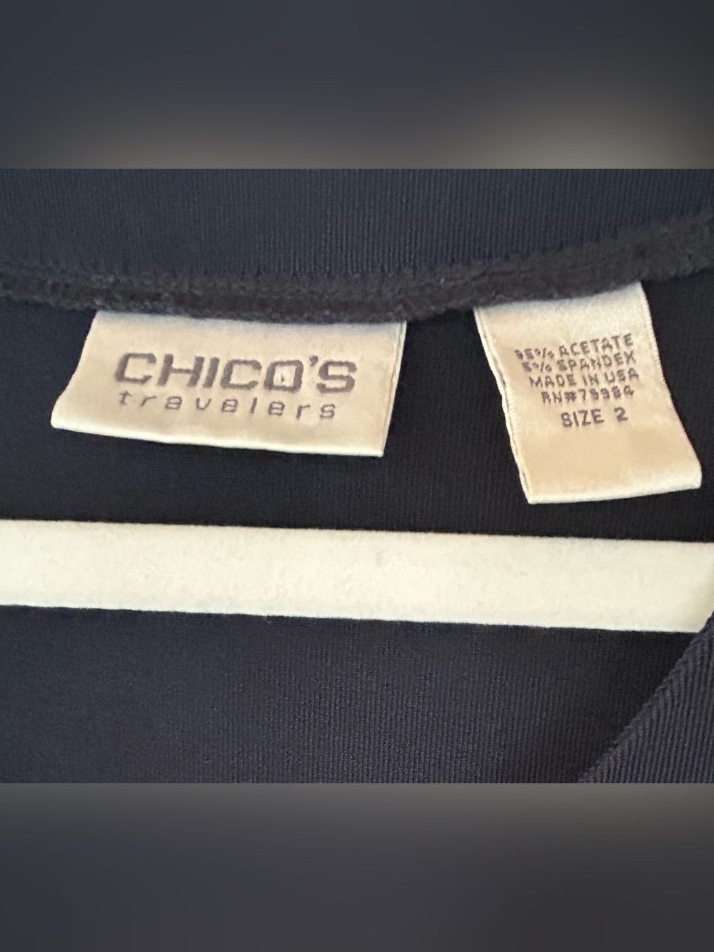Chico's Dark Navy Long Sleeve Hook and Eye Front Closure Sweater/Jacket, Size 2 - Picture 4 of 5